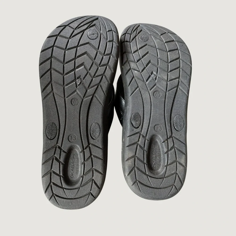 Okabashi Shoreline Mens Black Flip Flop Sandals Comfort Arch Support Size 13 USA
